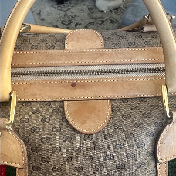 Vintage Authentic Gucci Monogram GG Web Travel Bag Red/Green Stripes EUC - Picture 12 of 16